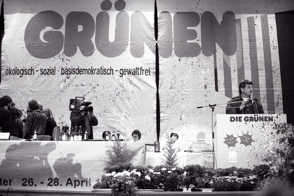 Bundesdelegiertentreffen der Grünen 1991 in Neumünster, Joschka Fischer in Erwiderung auf den Parteiaustritt von Jutta Ditfurth